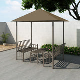 Pavillon de jardin et table et bancs 2,5x1,5x2,4m Taupe 180g/m²