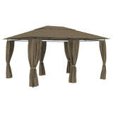 Chapiteau de jardin avec rideaux 4x3 m Taupe 180 g/m²