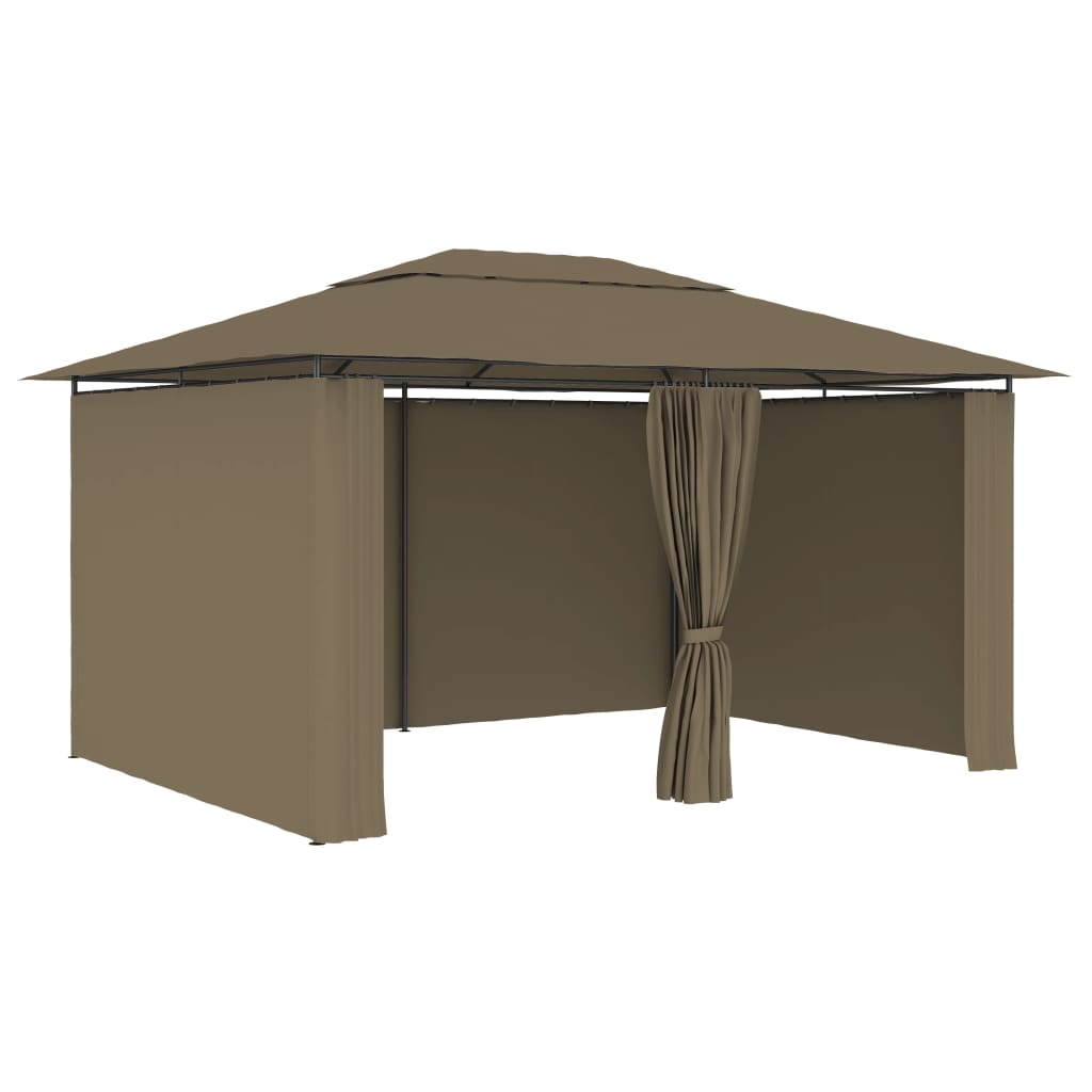 Chapiteau de jardin avec rideaux 4x3 m Taupe 180 g/m²