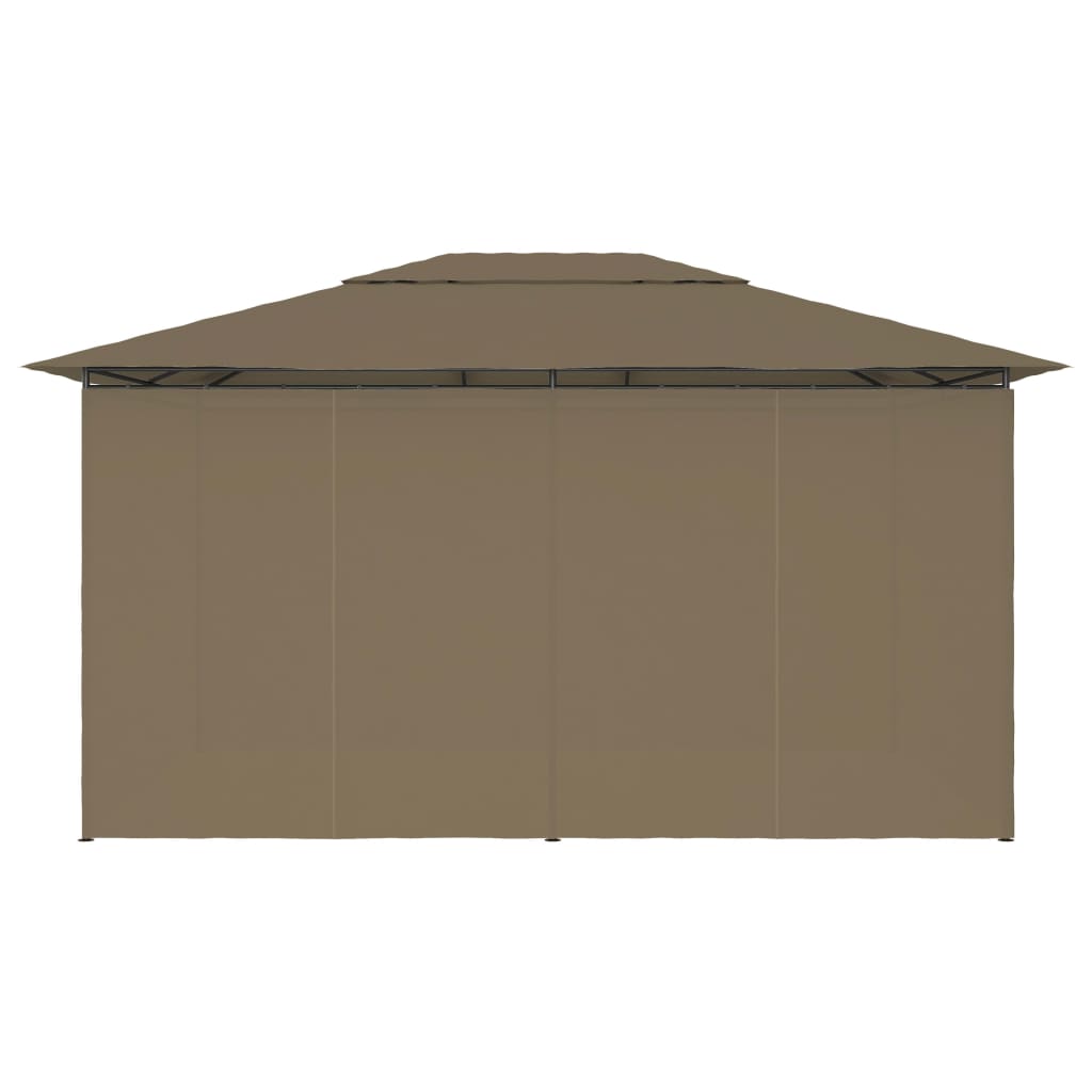 Chapiteau de jardin avec rideaux 4x3 m Taupe 180 g/m²