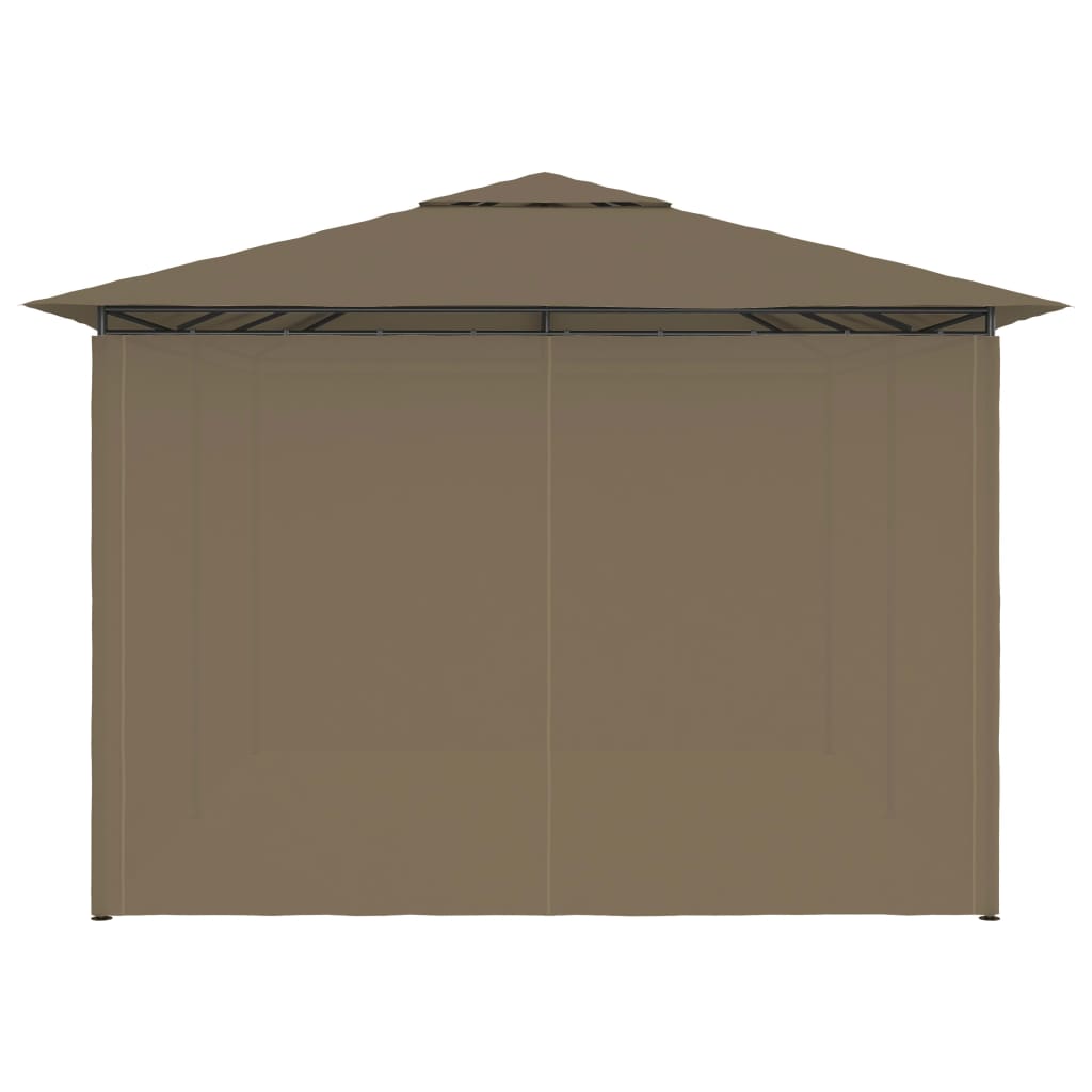 Chapiteau de jardin avec rideaux 4x3 m Taupe 180 g/m²