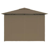 Chapiteau de jardin avec rideaux 4x3 m Taupe 180 g/m²