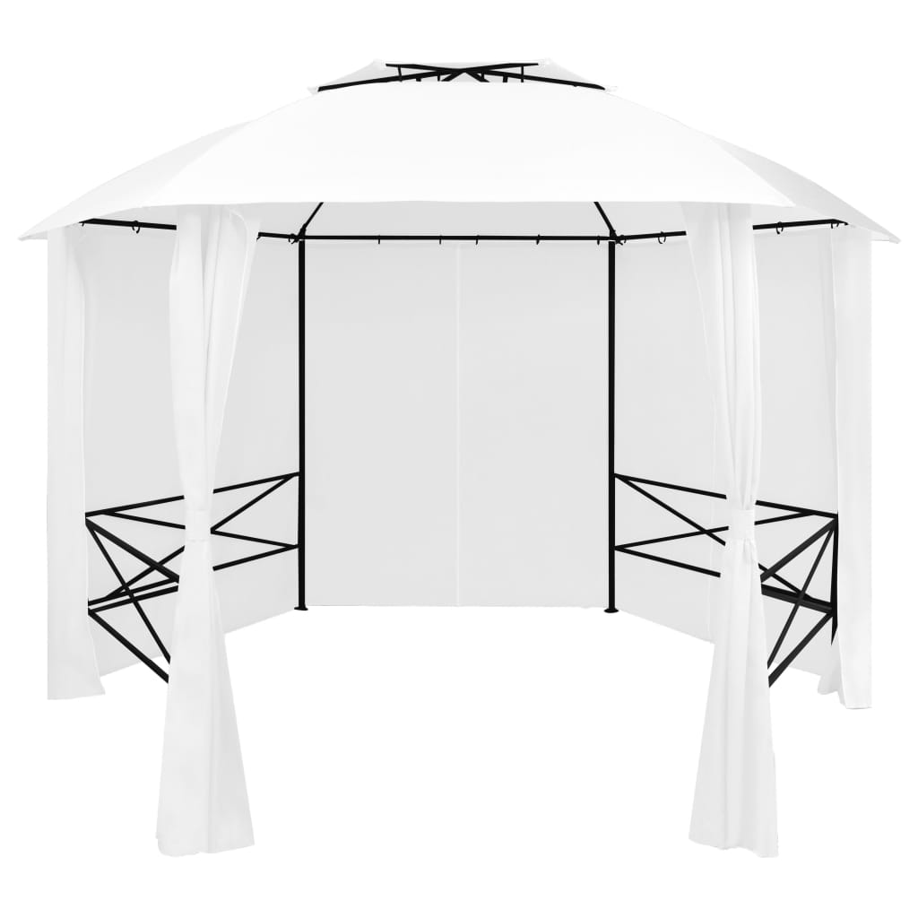 Chapiteau de jardin avec rideaux 360x312x265 cm Blanc 180 g/m²