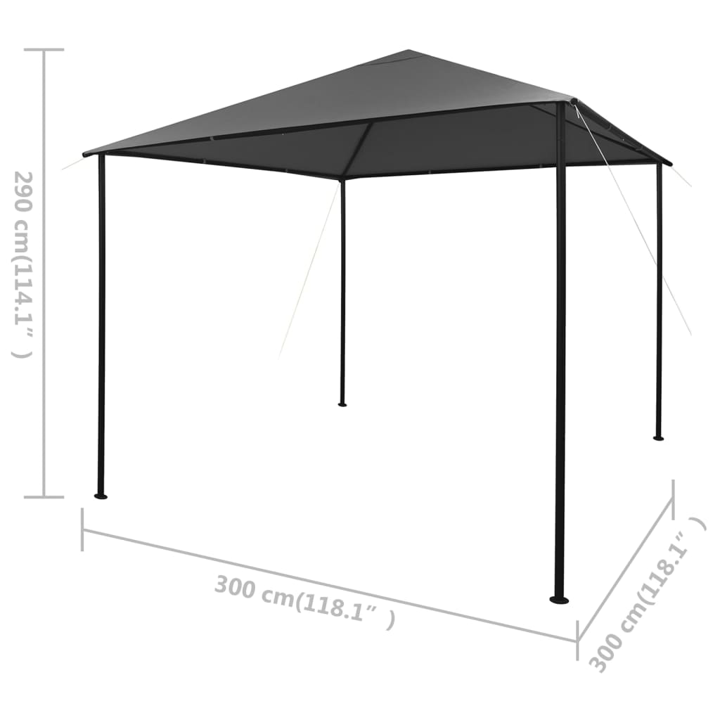 Pavillon 3x3 m Anthrazit. Stoff und Stahl 180 g/m²