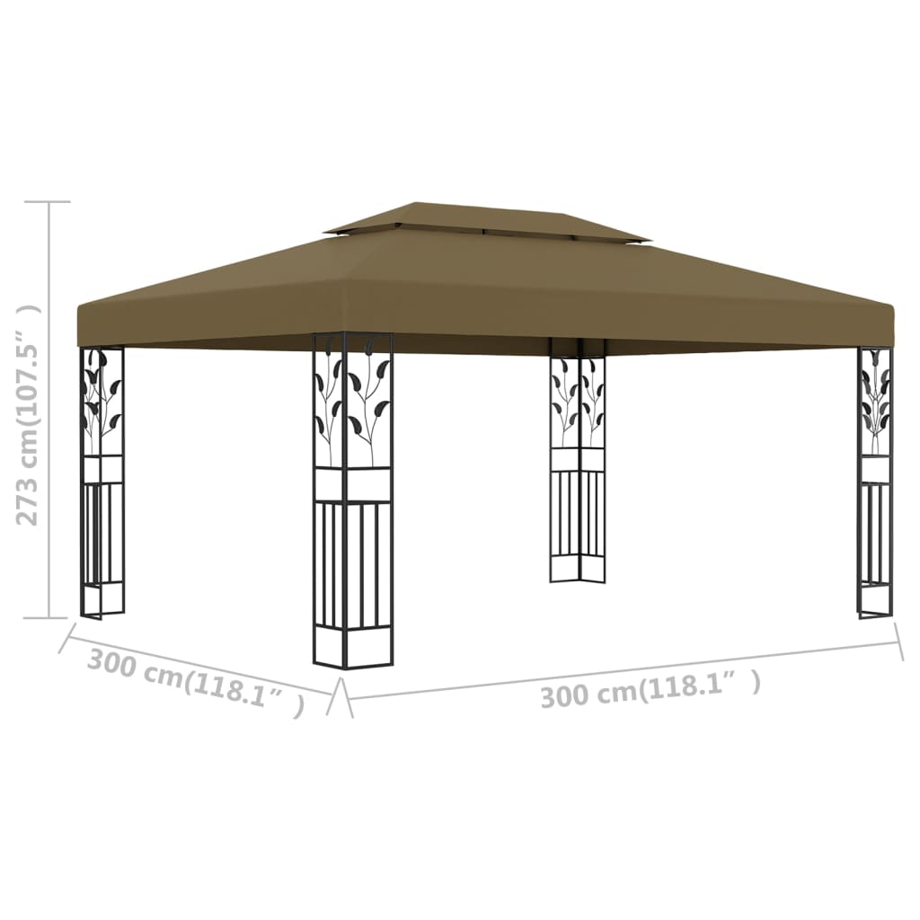 Tonnelle avec double toit 3x4 m Taupe 180 g/m²