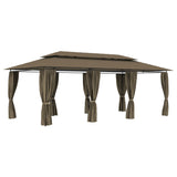 Belvédère avec rideaux 600x298x270 cm Taupe 180 g/m²