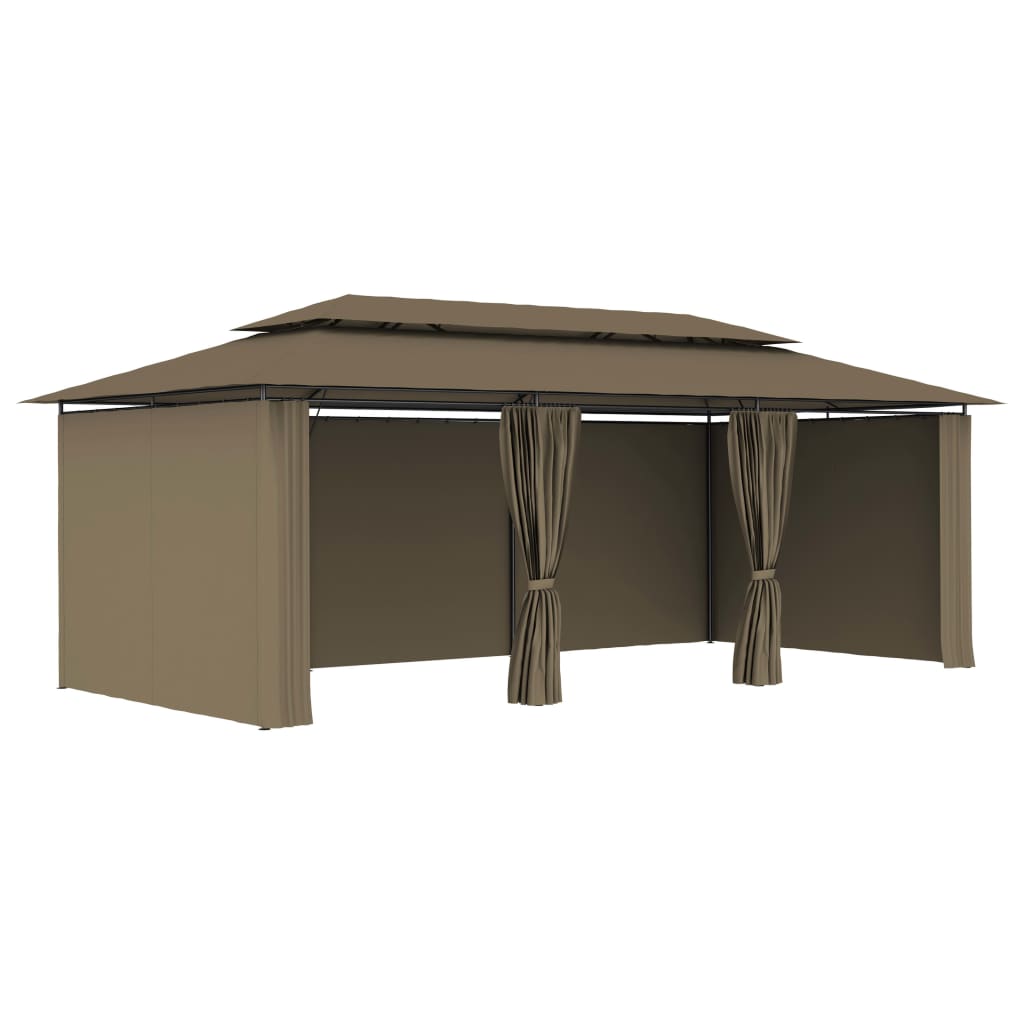 Belvédère avec rideaux 600x298x270 cm Taupe 180 g/m²