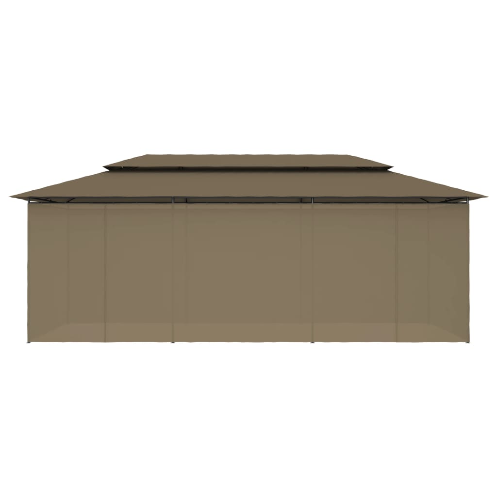 Belvédère avec rideaux 600x298x270 cm Taupe 180 g/m²