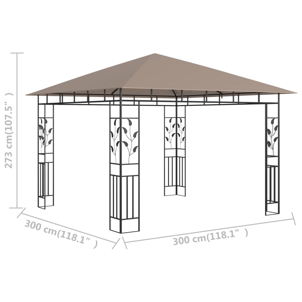 Belvédère avec moustiquaire 3x3x2,73 m Taupe 180 g/m²