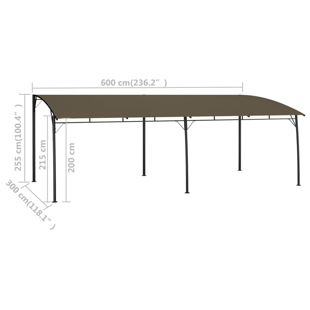 Auvent pare-soleil de jardin 6x3x2,55 m Taupe