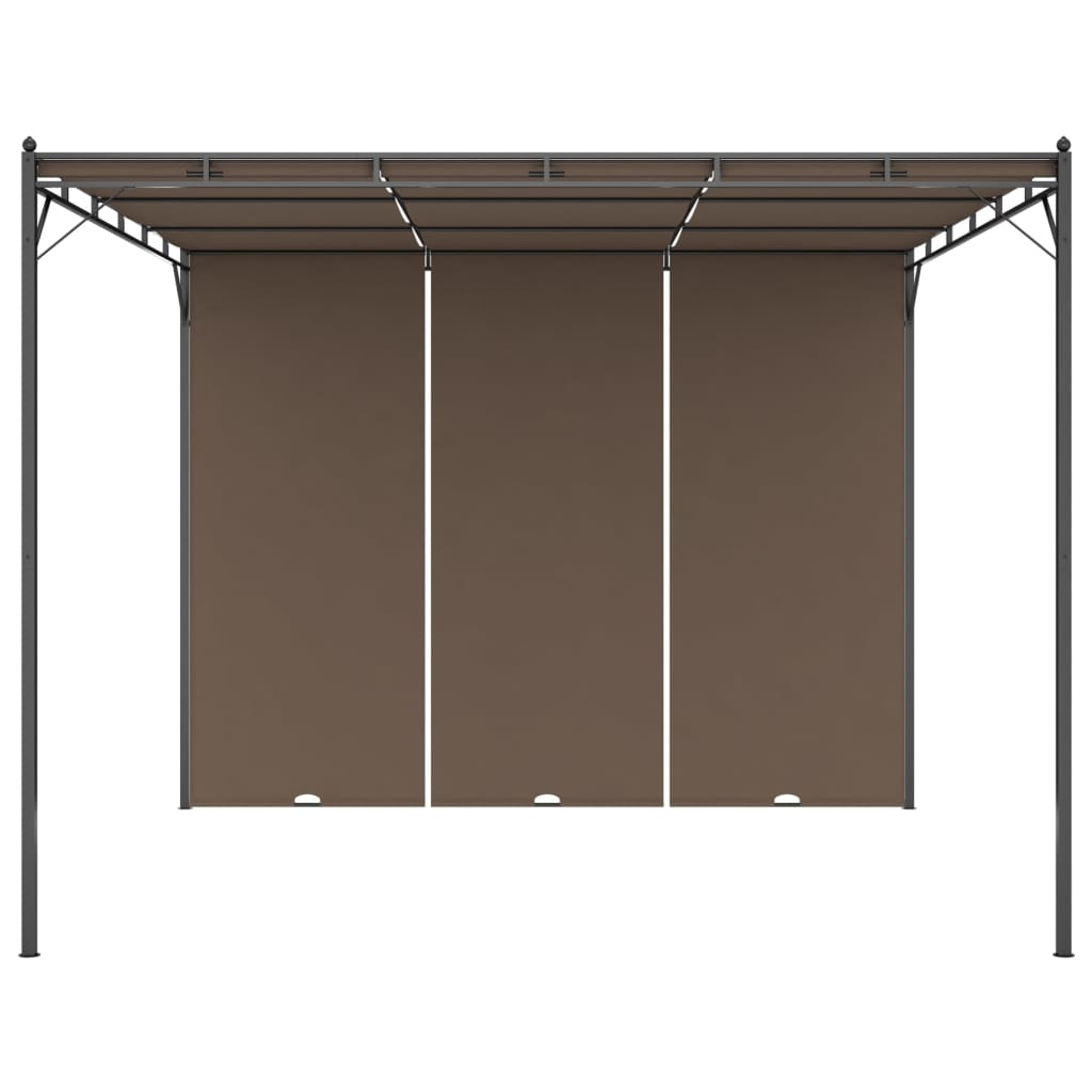 Belvédère de jardin avec rideau latéral 3x3x2,25 m Taupe