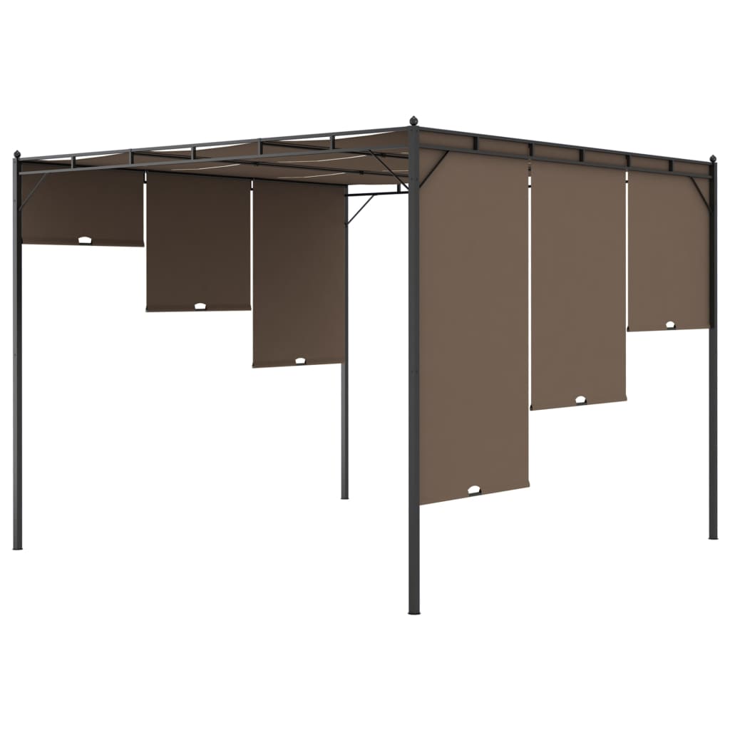 Belvédère de jardin avec rideau latéral 3x3x2,25 m Taupe