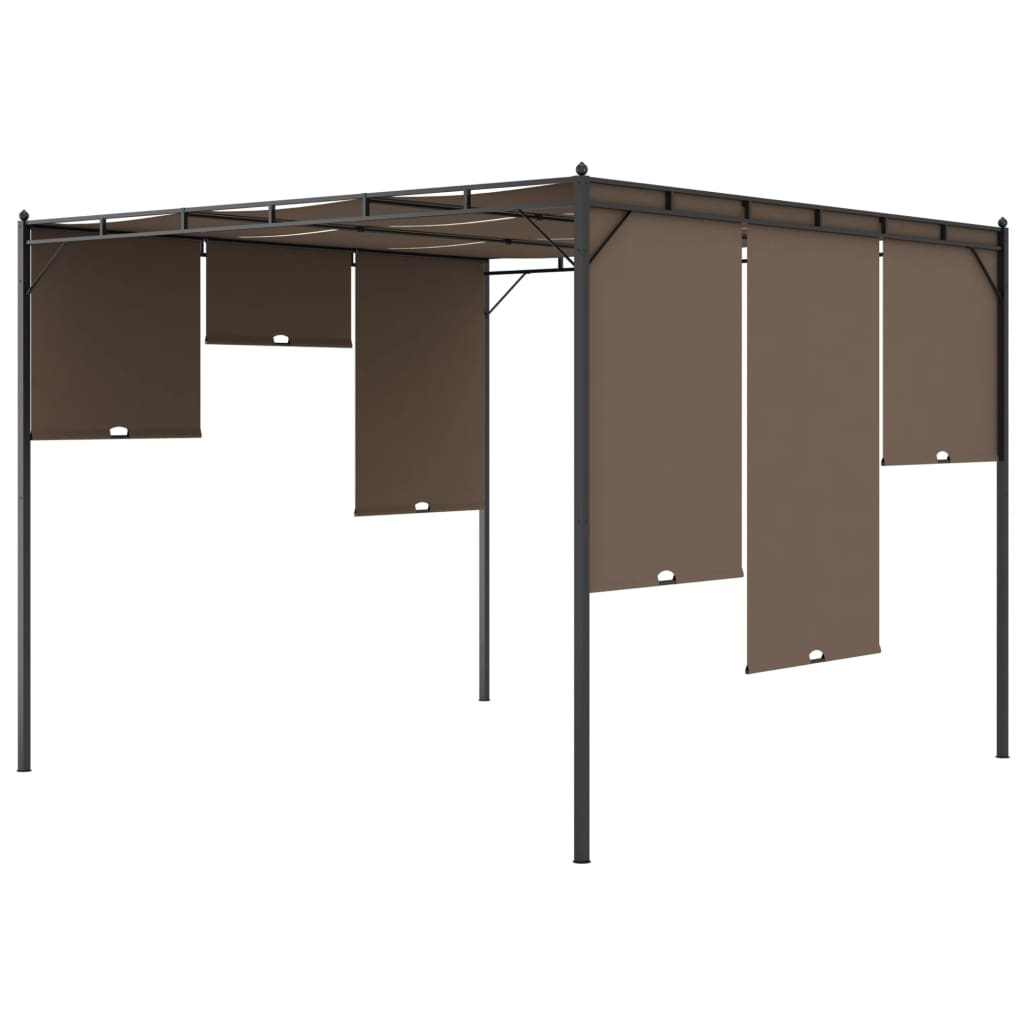 Belvédère de jardin avec rideau latéral 3x3x2,25 m Taupe