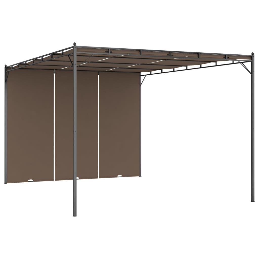 Belvédère de jardin avec rideau latéral 4x3x2,25 m Taupe