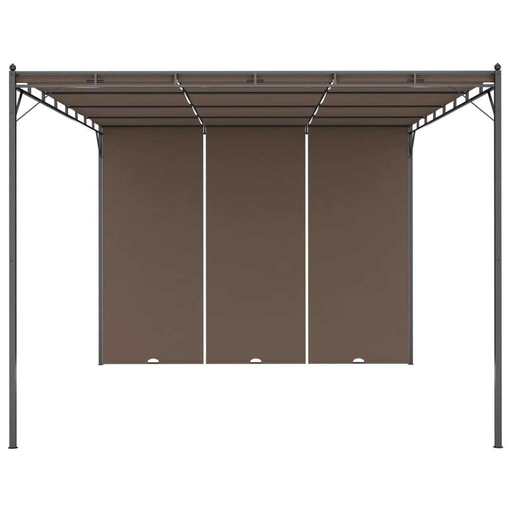 Belvédère de jardin avec rideau latéral 4x3x2,25 m Taupe