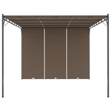 Belvédère de jardin avec rideau latéral 4x3x2,25 m Taupe