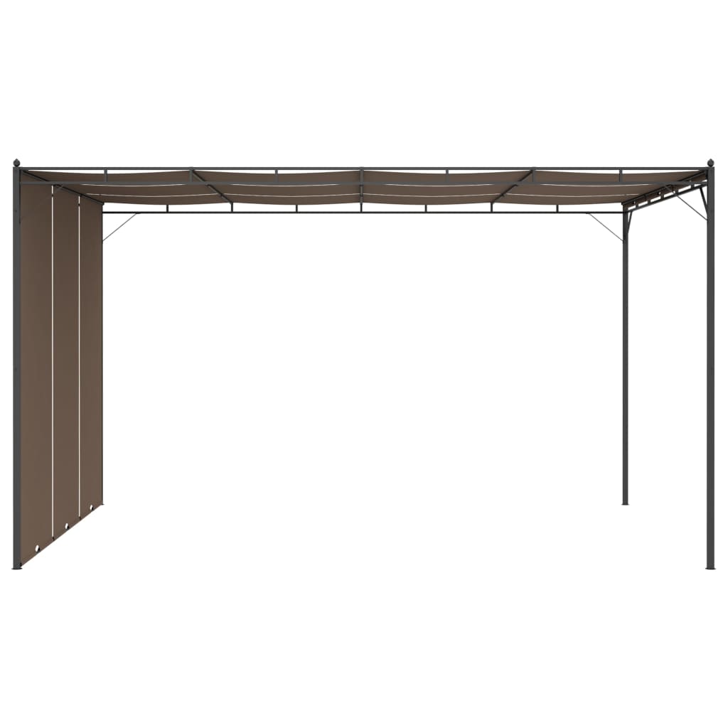 Belvédère de jardin avec rideau latéral 4x3x2,25 m Taupe