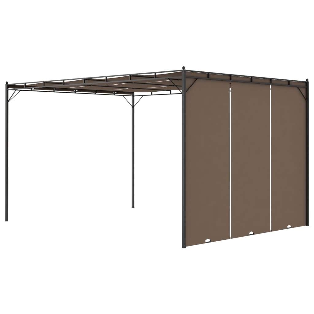 Belvédère de jardin avec rideau latéral 4x3x2,25 m Taupe