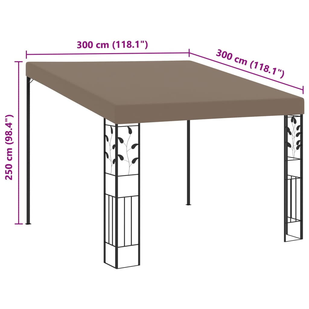 Wall-mounted gazebo 3x3x2.5 m Taupe