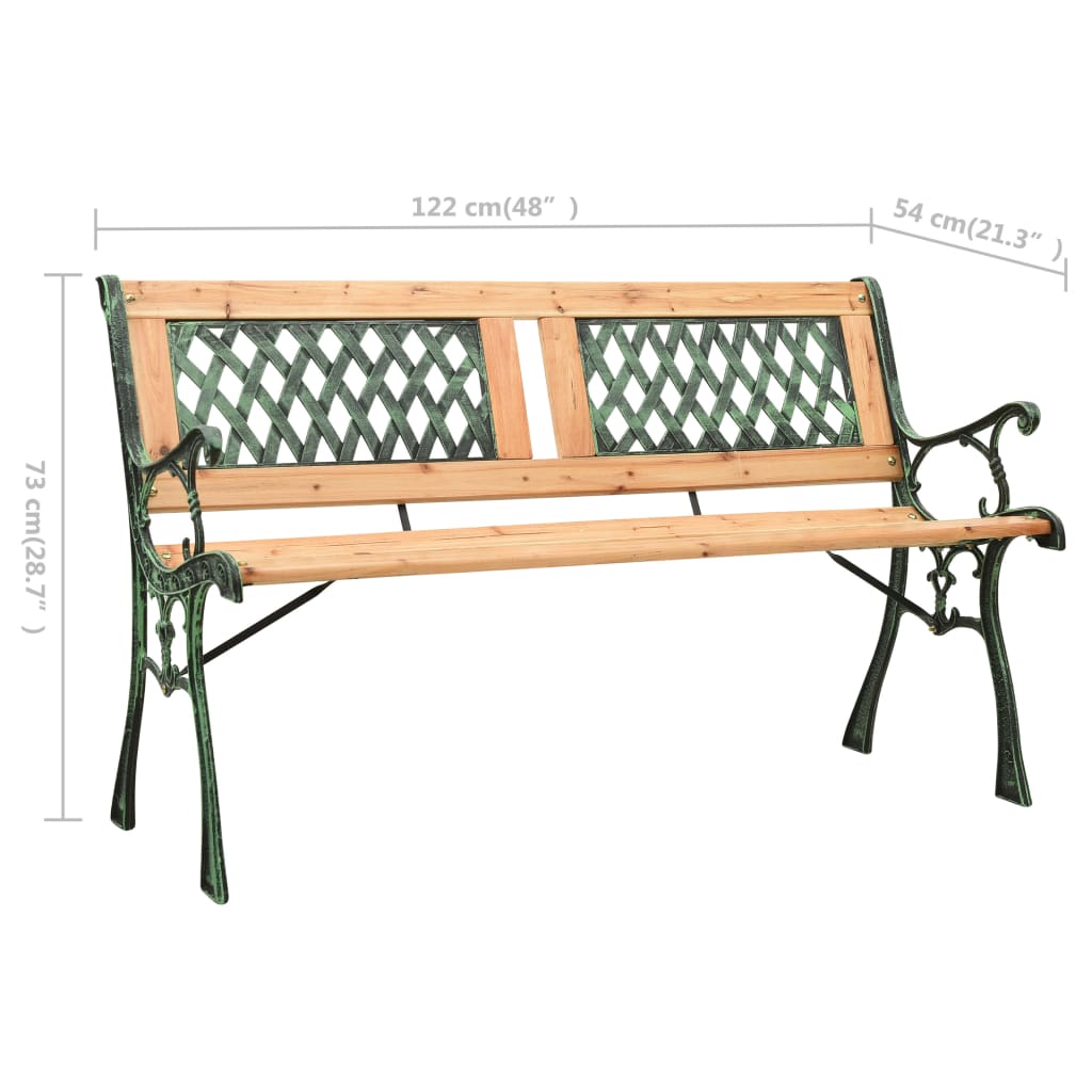 Banc de jardin 122 cm fonte et bois de sapin massif