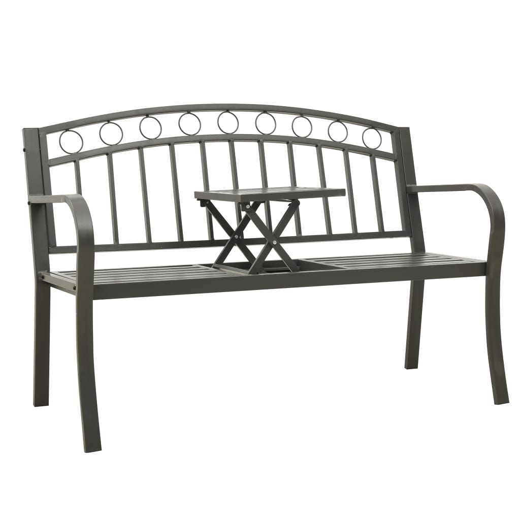 Banc de jardin avec une table 125 cm acier gris