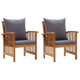 Chaises de jardin avec coussins lot de 2 Bois d'acacia massif