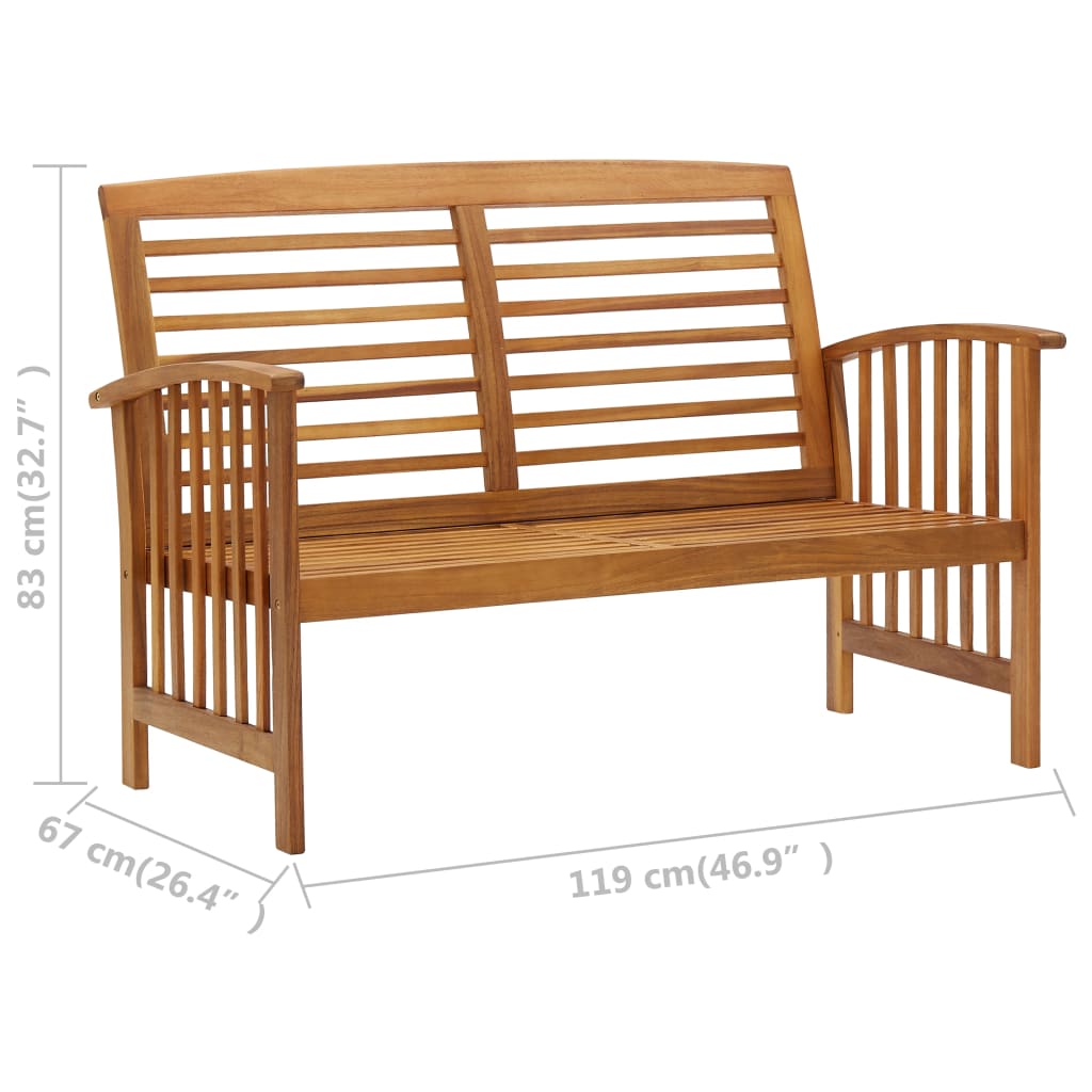 Banc de jardin 119 cm bois d'acacia solide