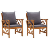 Chaises de jardin avec coussins lot de 2 Bois d'acacia massif