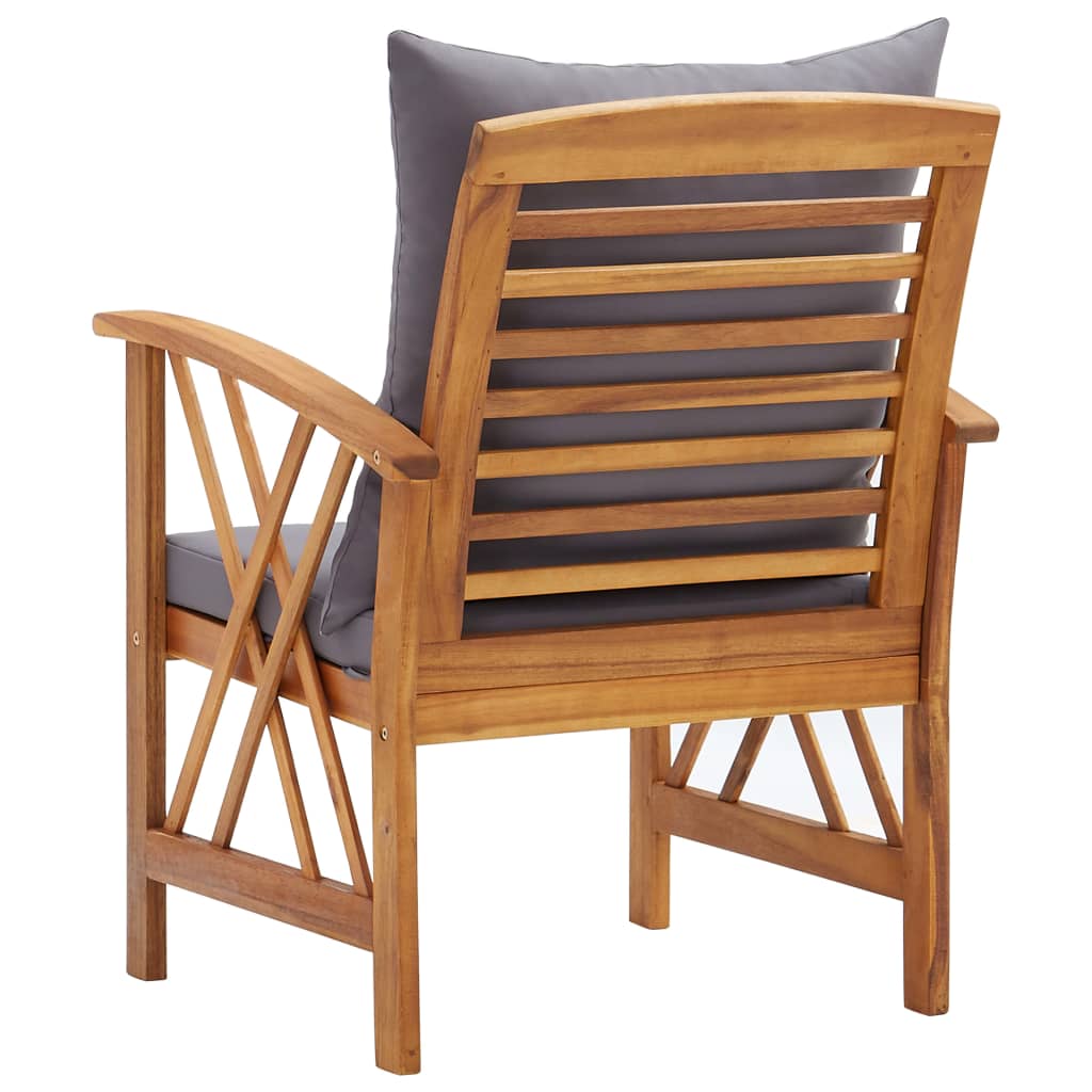 Chaises de jardin avec coussins lot de 2 Bois d'acacia massif