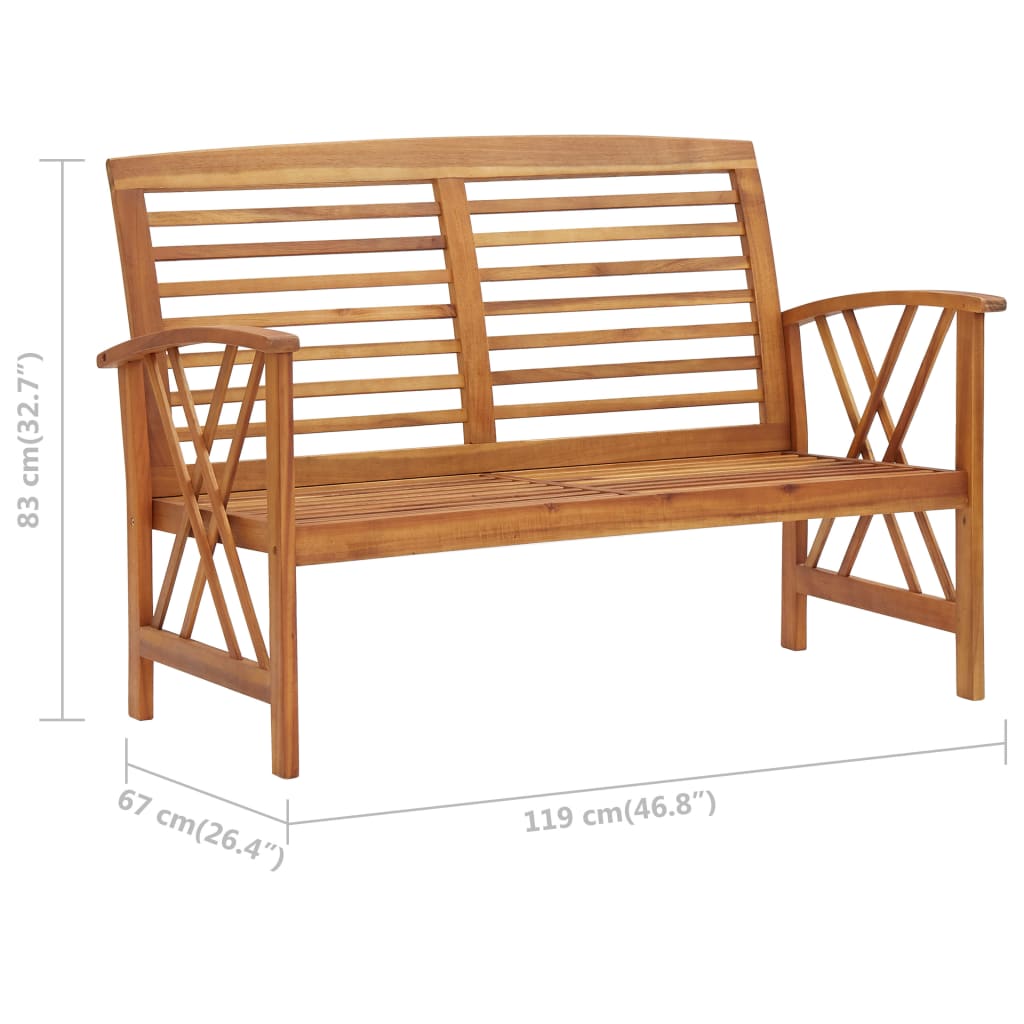 Banc de jardin 119 cm bois d'acacia solide