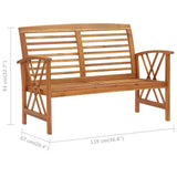 Banc de jardin 119 cm bois d'acacia solide