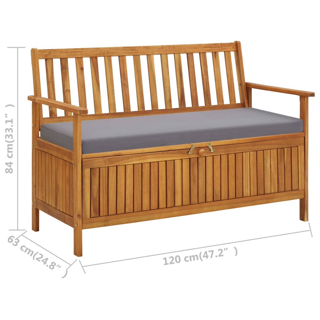 Banc de rangement de jardin 120 cm Bois d'acacia solide