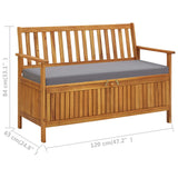 Banc de rangement de jardin 120 cm Bois d'acacia solide