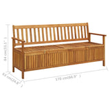 Banc de rangement de jardin 170 cm bois d'acacia solide