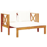 Banc de jardin 2 places et coussins 122 cm Bois d'acacia massif