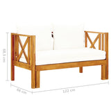 Banc de jardin 2 places et coussins 122 cm Bois d'acacia massif