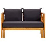 Banc de jardin 2 places et coussins 122 cm Bois d'acacia massif