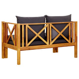 Banc de jardin 2 places et coussins 122 cm Bois d'acacia massif