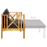 Banc de jardin 2 places et coussins 122 cm Bois d'acacia massif