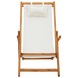 Chaise pliable de plage Bois d'eucalyptus solide et tissu Crème