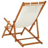 Chaise pliable de plage Bois d'eucalyptus solide et tissu Crème