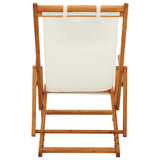 Chaise pliable de plage Bois d'eucalyptus solide et tissu Crème