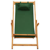 Chaise pliable de plage bois d'eucalyptus solide et tissu vert