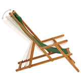 Chaise pliable de plage bois d'eucalyptus solide et tissu vert