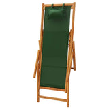 Chaise pliable de plage bois d'eucalyptus solide et tissu vert