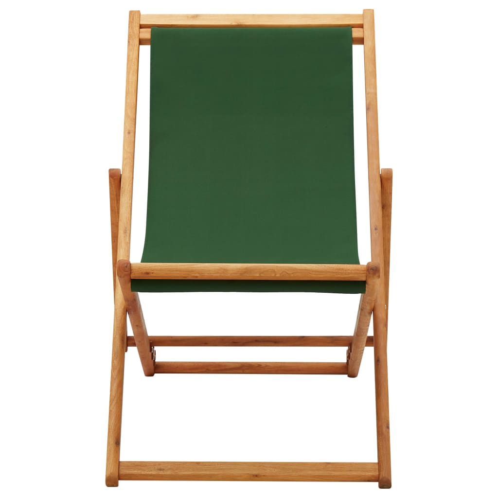 Chaise pliable de plage bois d'eucalyptus et tissu vert