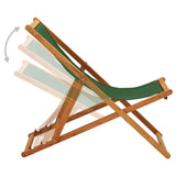 Chaise pliable de plage bois d'eucalyptus et tissu vert