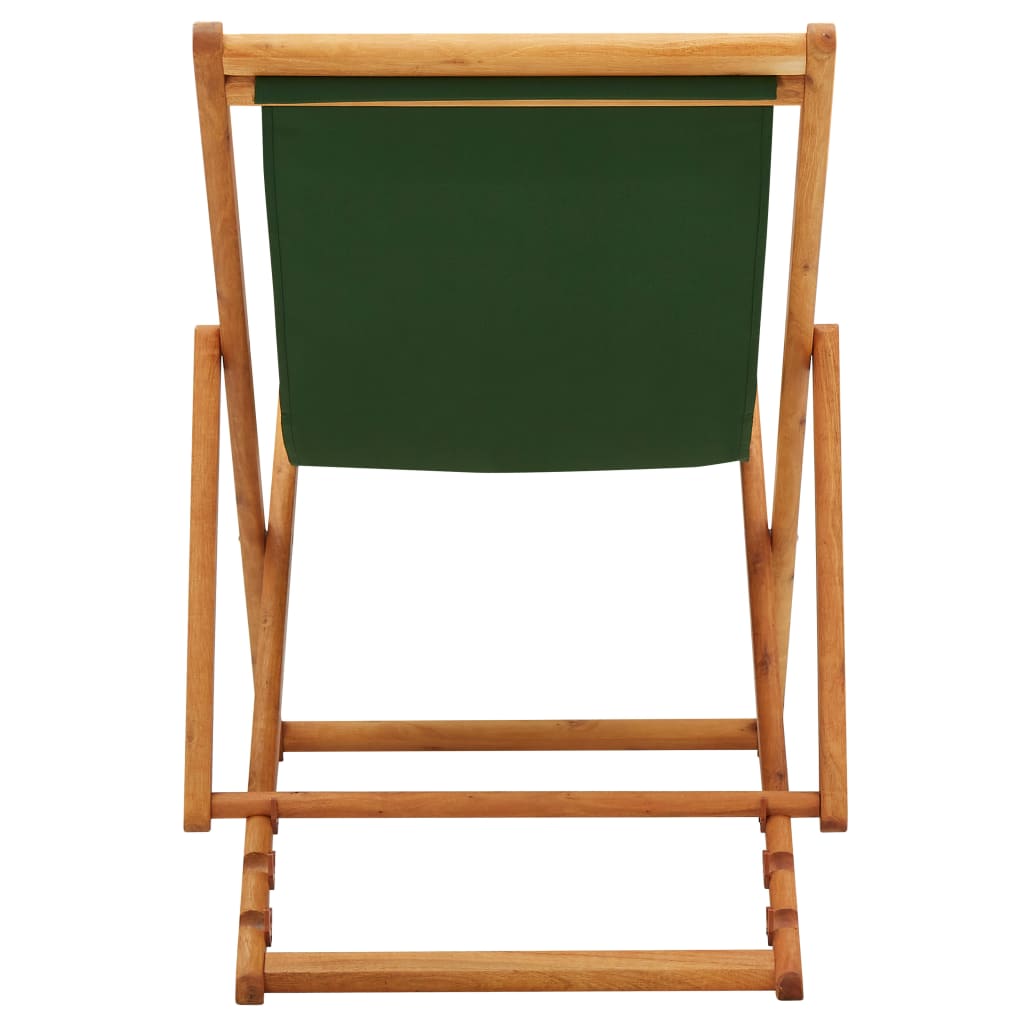 Chaise pliable de plage bois d'eucalyptus et tissu vert