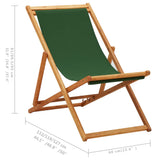 Chaise pliable de plage bois d'eucalyptus et tissu vert