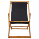 Chaise pliable de plage bois d'eucalyptus et tissu noir